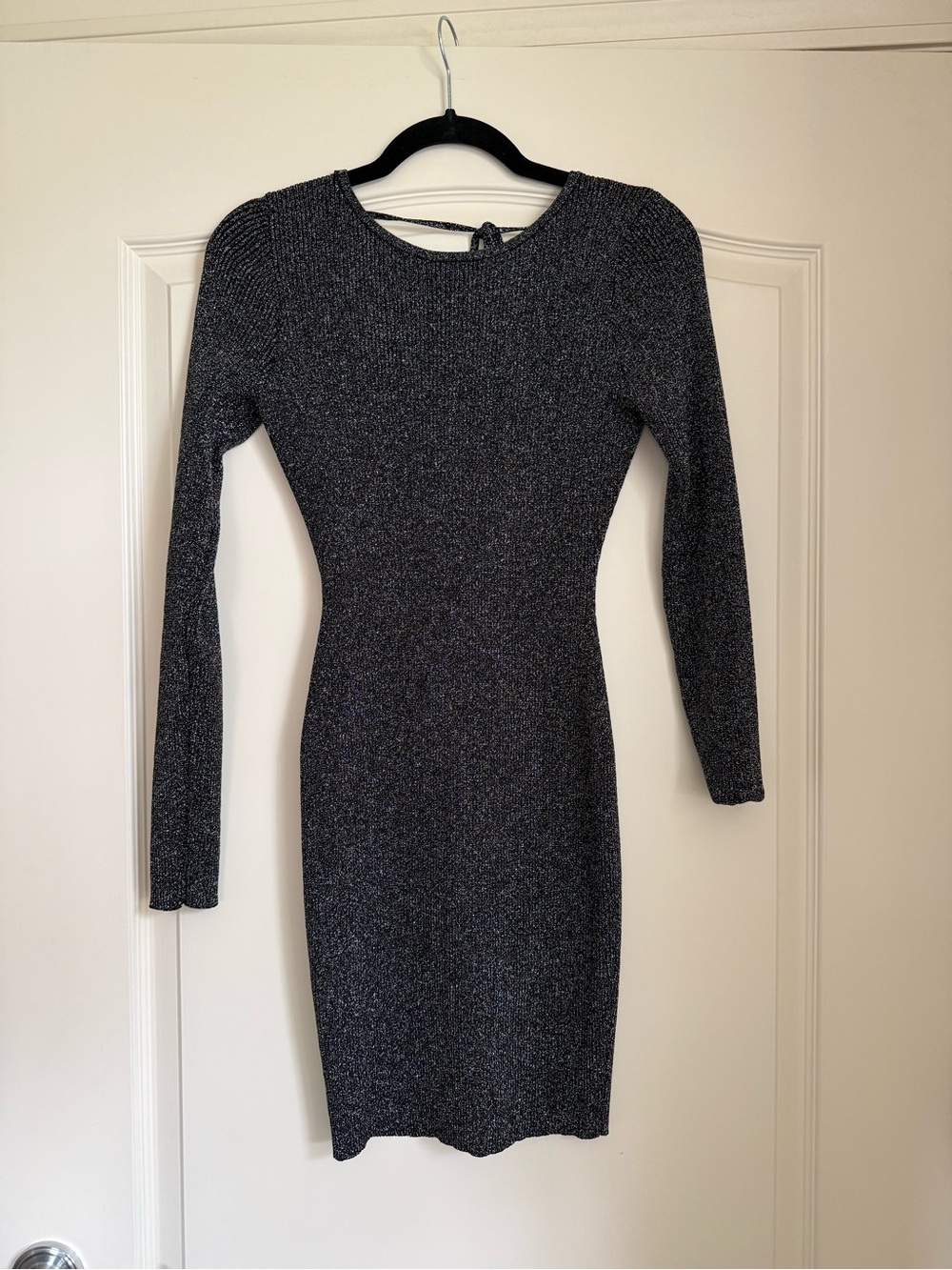 Women's Metallic Knit Bodycon Dress - Silver